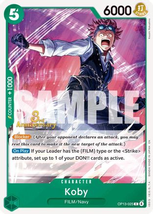Koby (OP13-025) - Carrying On His Will: 3rd Anniversary Tournament Cards