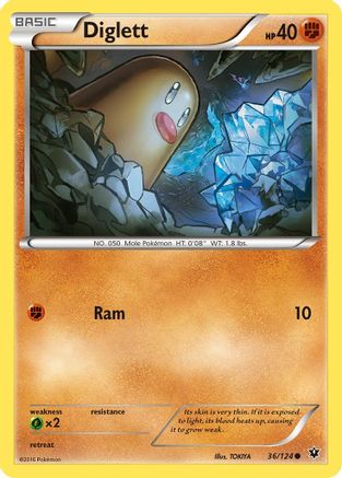 Diglett (036/124) [XY  Fates Collide] Reverse Holofoil - Common