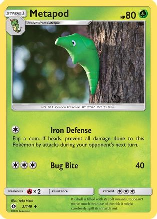 Metapod (002/149) [SM Base Set] Reverse Holofoil - Uncommon
