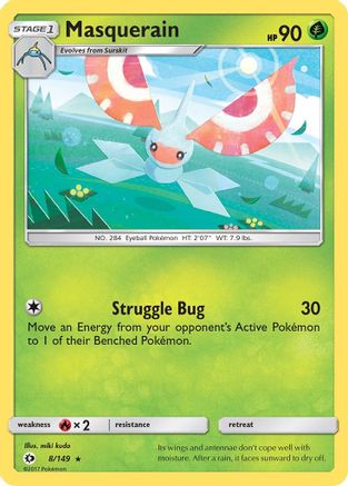 Masquerain (008/149) [SM Base Set] Reverse Holofoil - Rare