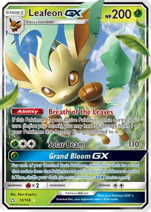 Leafeon GX (013/156) [SM  Ultra Prism] Holofoil - Ultra Rare