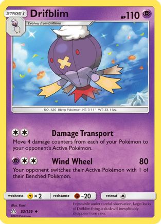 Drifblim (052/156) [SM  Ultra Prism] Reverse Holofoil - Uncommon