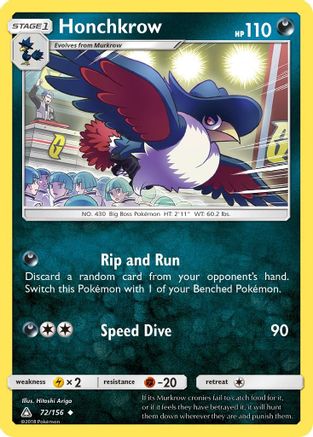 Honchkrow (072/156) [SM  Ultra Prism] Reverse Holofoil - Uncommon