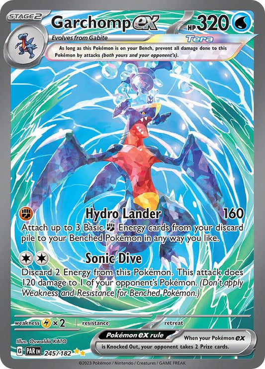 GARCHOMP EX 2023 POKEMON PARADOX RIFT SIR #245/182 PSA 10