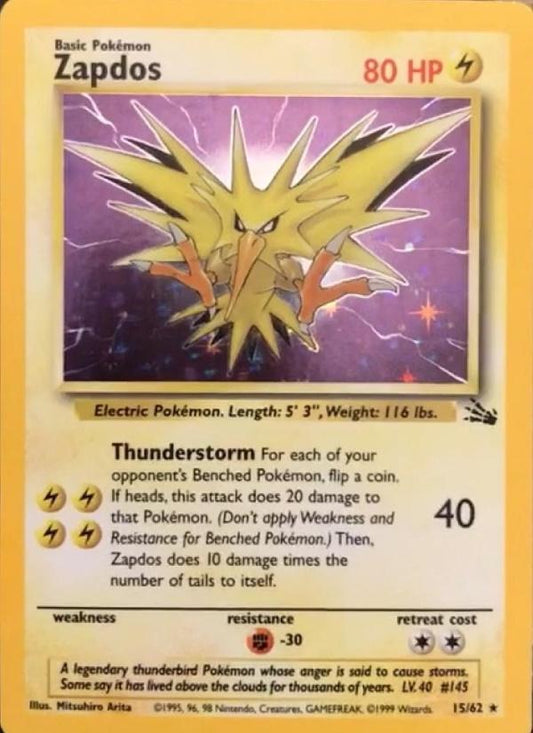 Zapdos (015/62) [Fossil] Unlimited Holofoil - Holo Rare