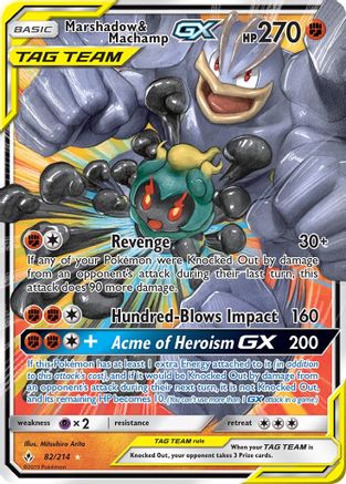 Marshadow & Machamp GX (082/214) [SM  Unbroken Bonds] Holofoil - Ultra Rare
