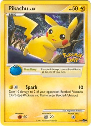 Pikachu (Pokemon Day Stamped) (9/017) [POP Series 6] - Common