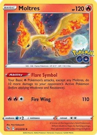 Moltres (012/78) [Pokemon GO] Reverse Holofoil - Holo Rare