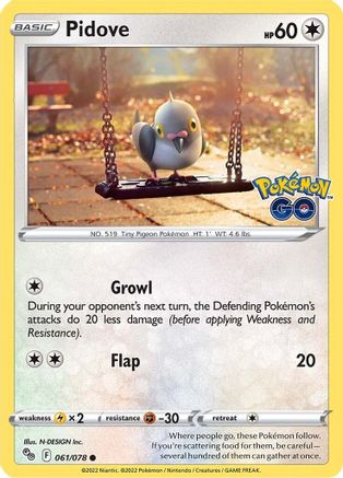 Pidove (061/78) [Pokemon GO] Reverse Holofoil - Common