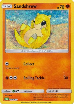 Sandshrew (008/034) [Trading Card Game Classic] Holofoil - Classic Collection