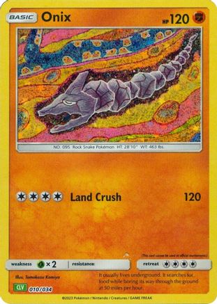 Onix (010/034) [Trading Card Game Classic] Holofoil - Classic Collection