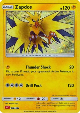 Zapdos (012/034) [Trading Card Game Classic] Holofoil - Classic Collection