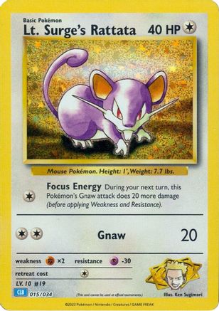 Lt. Surge's Rattata (015/034) [Trading Card Game Classic] Holofoil - Classic Collection