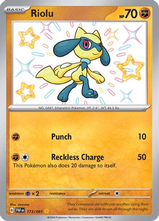 Riolu (173/091) [SV Paldean Fates] Holofoil - Shiny Rare