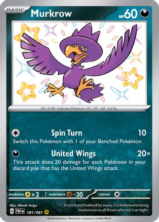 Murkrow (181/091) [SV Paldean Fates] Holofoil - Shiny Rare