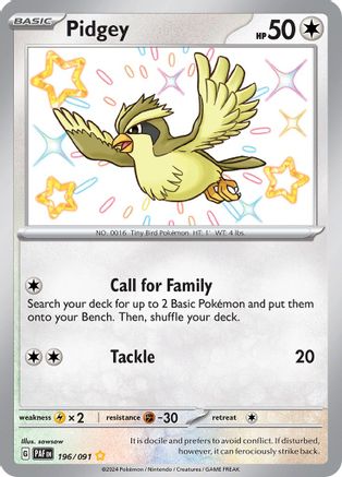 Pidgey (196/091) [SV Paldean Fates] Holofoil - Shiny Rare
