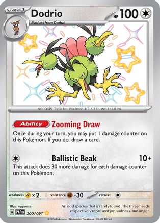 Dodrio (200/091) [SV Paldean Fates] Holofoil - Shiny Rare