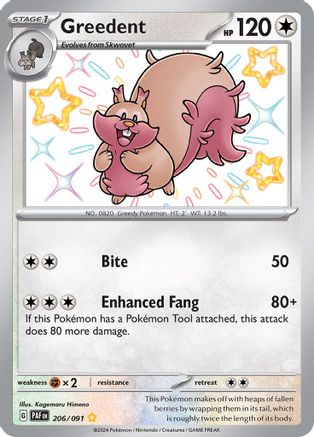 Greedent (206/091) [SV Paldean Fates] Holofoil - Shiny Rare