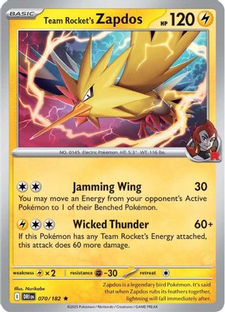 Team Rocket's Zapdos (070) [SV10 Destined Rivals] Reverse Holofoil - Rare