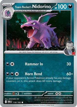 Team Rocket's Nidorino (118) [SV10 Destined Rivals] Reverse Holofoil - Common
