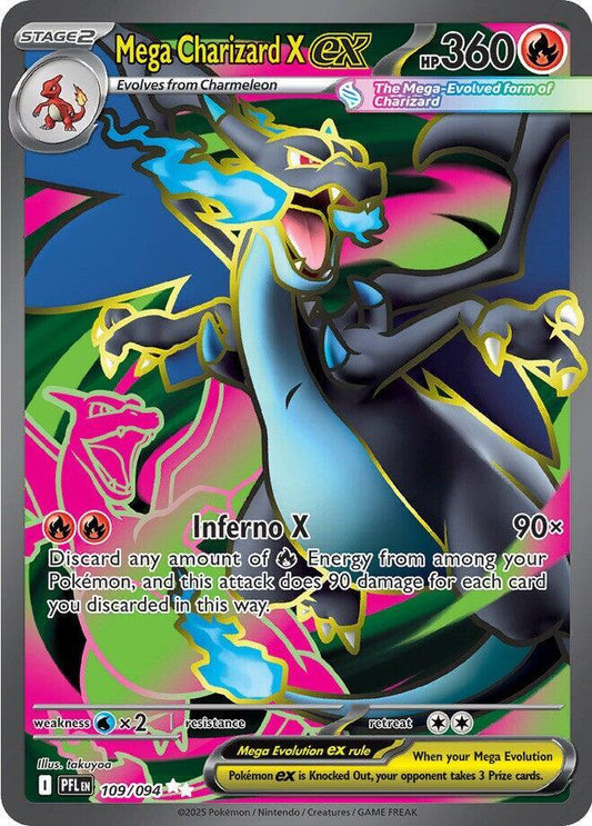 2025 Pokemon Mega Charizard x EX SIR 125/094 Phantasmal Flames PSA 9
