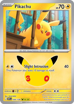 Pikachu (036/128) [ME 30th Celebration] Holofoil - Pikachu Rare