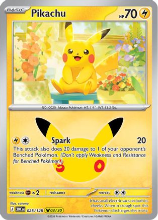 Pikachu (025/128) [ME 30th Celebration] Holofoil - Pikachu Rare
