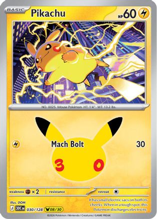 Pikachu (030/128) [ME 30th Celebration] Holofoil - Pikachu Rare