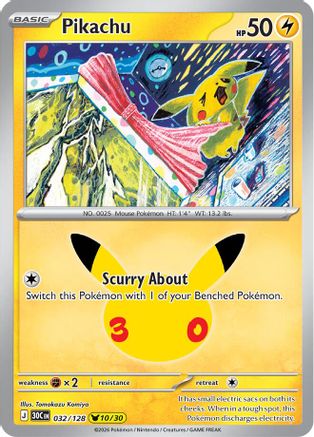Pikachu (032/128) [ME 30th Celebration] Holofoil - Pikachu Rare