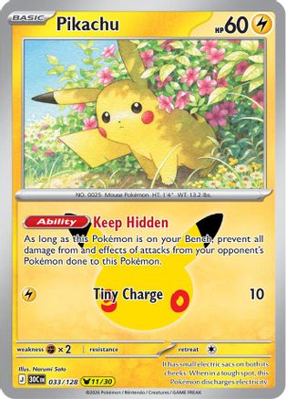 Pikachu (033/128) [ME 30th Celebration] Holofoil - Pikachu Rare
