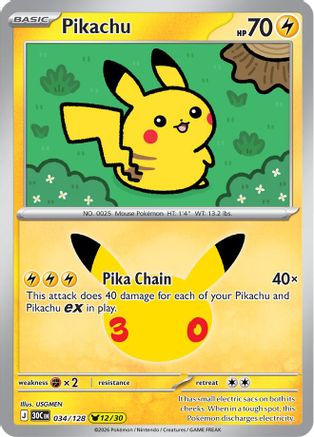 Pikachu (034/128) [ME 30th Celebration] Holofoil - Pikachu Rare