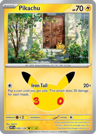 Pikachu (039/128) [ME 30th Celebration] Holofoil - Pikachu Rare
