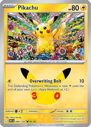 Pikachu (040/128) [ME 30th Celebration] Holofoil - Pikachu Rare