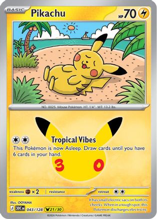Pikachu (043/128) [ME 30th Celebration] Holofoil - Pikachu Rare