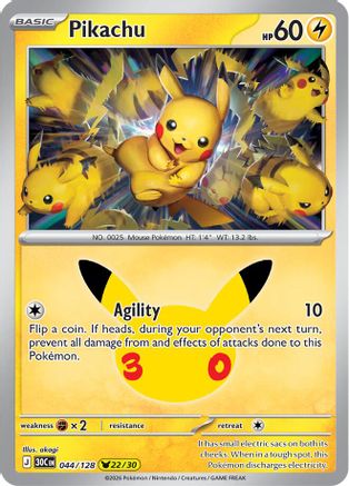 Pikachu (044/128) [ME 30th Celebration] Holofoil - Pikachu Rare