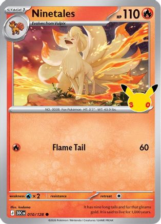 Ninetales (010/128) [ME 30th Celebration] Holofoil - Common