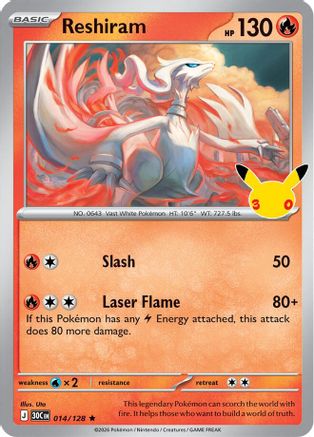 Reshiram (014/128) [ME 30th Celebration] Holofoil - Rare