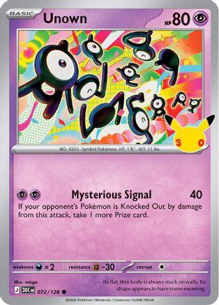 Unown (072/128) [ME 30th Celebration] Holofoil - Common