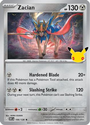 Zacian (106/128) [ME 30th Celebration] Holofoil - Rare