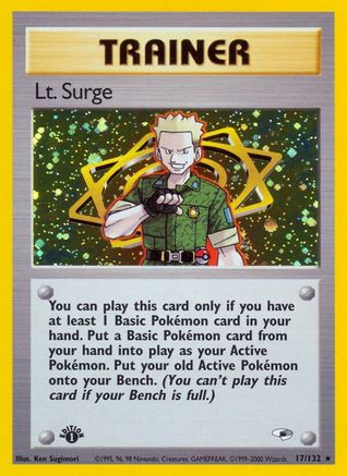 Lt. Surge (017/132) [Gym Heroes] 1st Edition Holofoil - Holo Rare