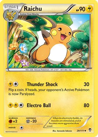 Raichu (028/111) [XY  Furious Fists] Reverse Holofoil - Uncommon