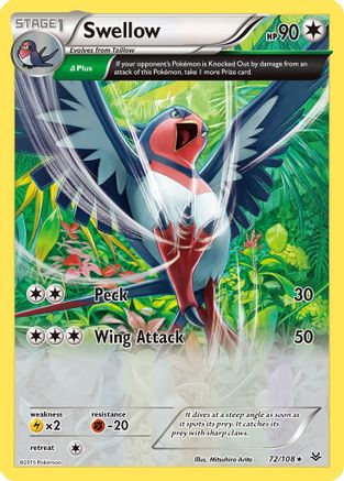 Swellow (72 Delta) (072/108) [XY  Roaring Skies] Holofoil - Holo Rare