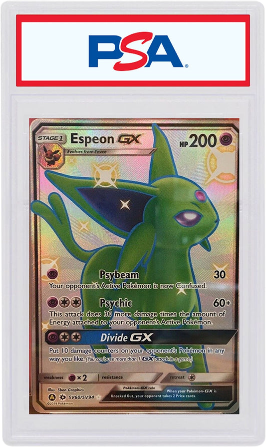 2019 POKEMON SUN & MOON HIDDEN FATES #SV60 FULL ART/ESPEON GX PSA 10