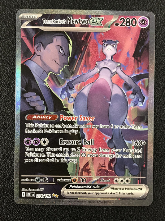 2025 POKEMON DRI EN-DESTINED RIVALS #231 ROCKET'S MEWTWO ex SIR PSA 9